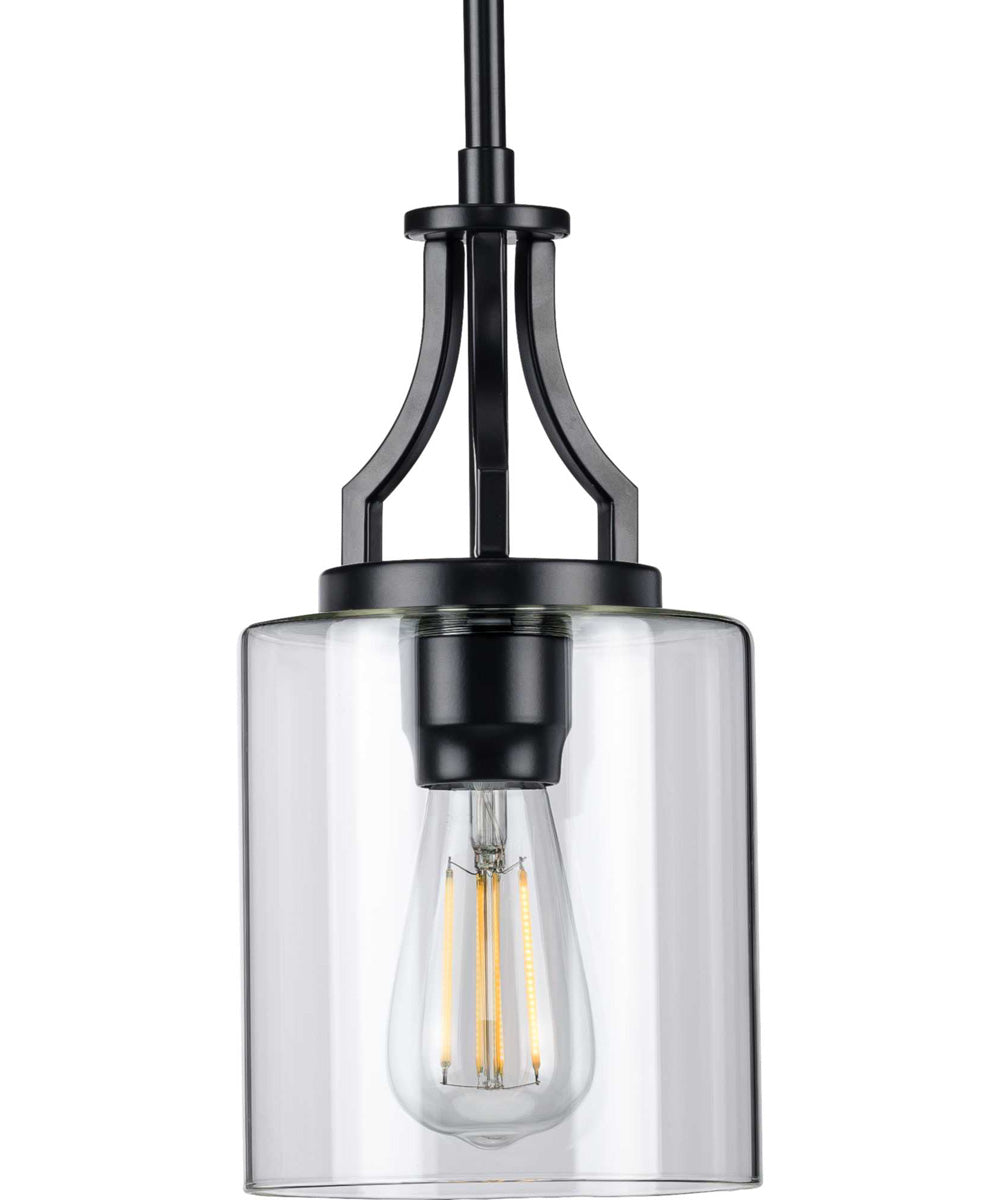 Lassiter 1-Light Clear Glass Modern Pendant Light Matte Black