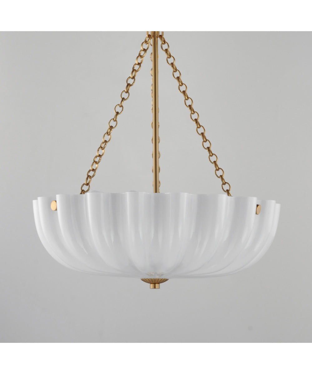 Bundt 15 inch Pendant / Semi-Flush Mount White/Natural Aged Brass