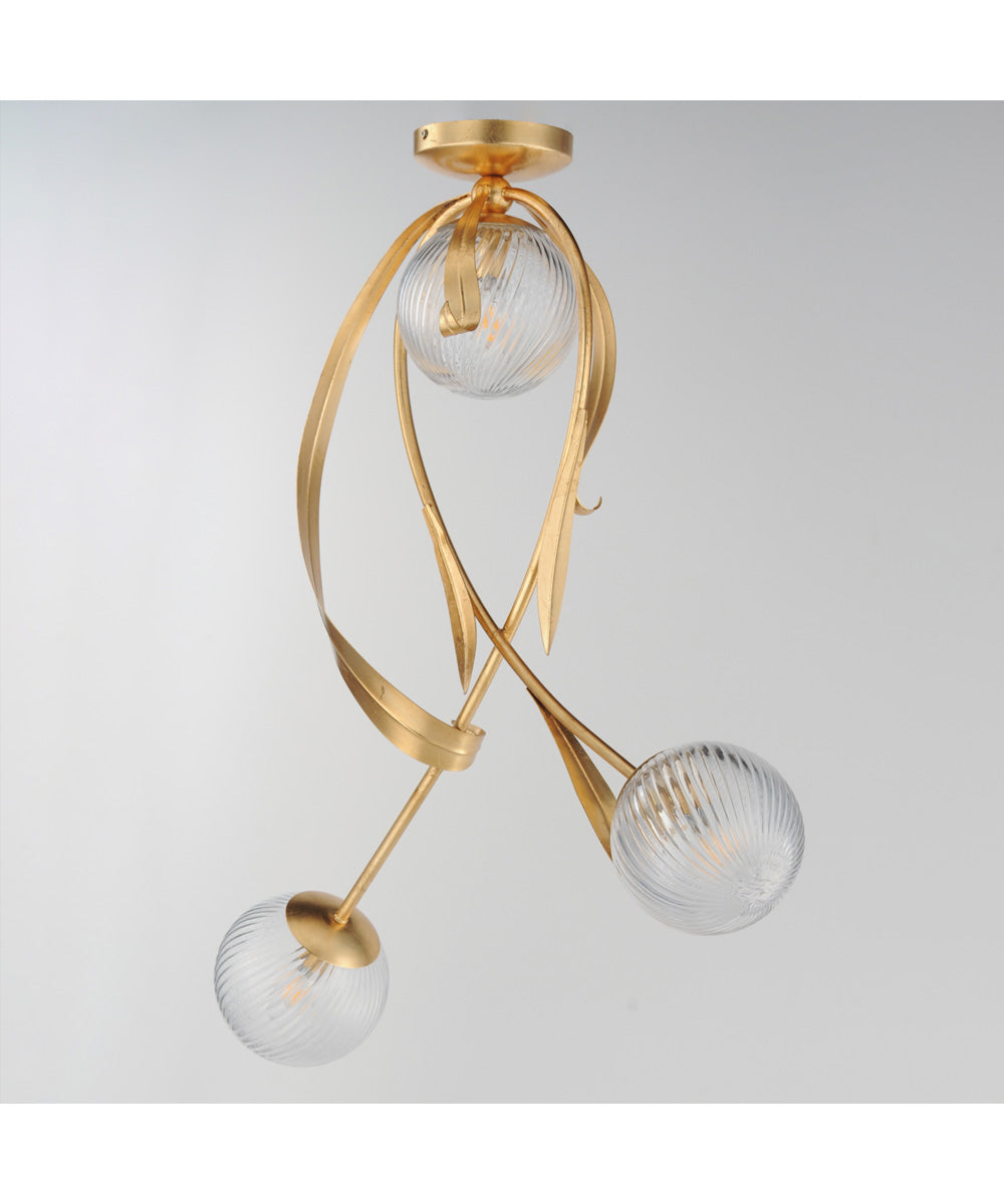 Firenze 3-Light Flush Mount Gold Leaf
