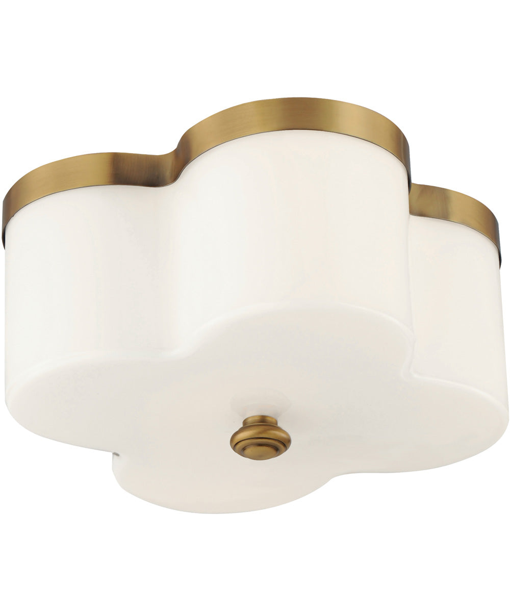 Clover 2-Light Flush Mount Natural Aged Brass