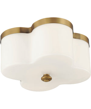 Clover 2-Light Flush Mount Natural Aged Brass