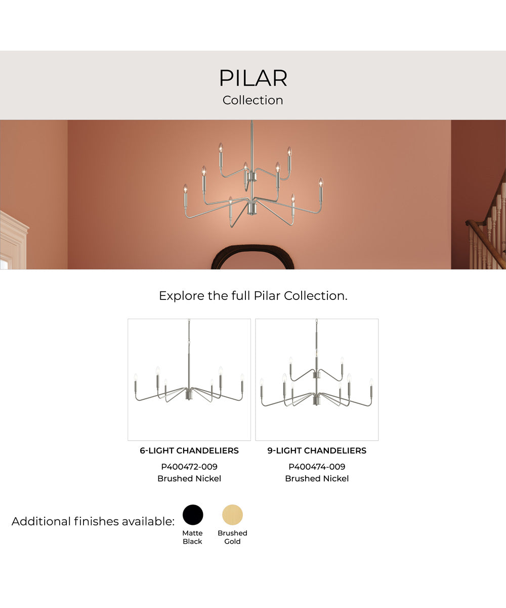 Pilar 6-Light Chandelier Brushed Nickel
