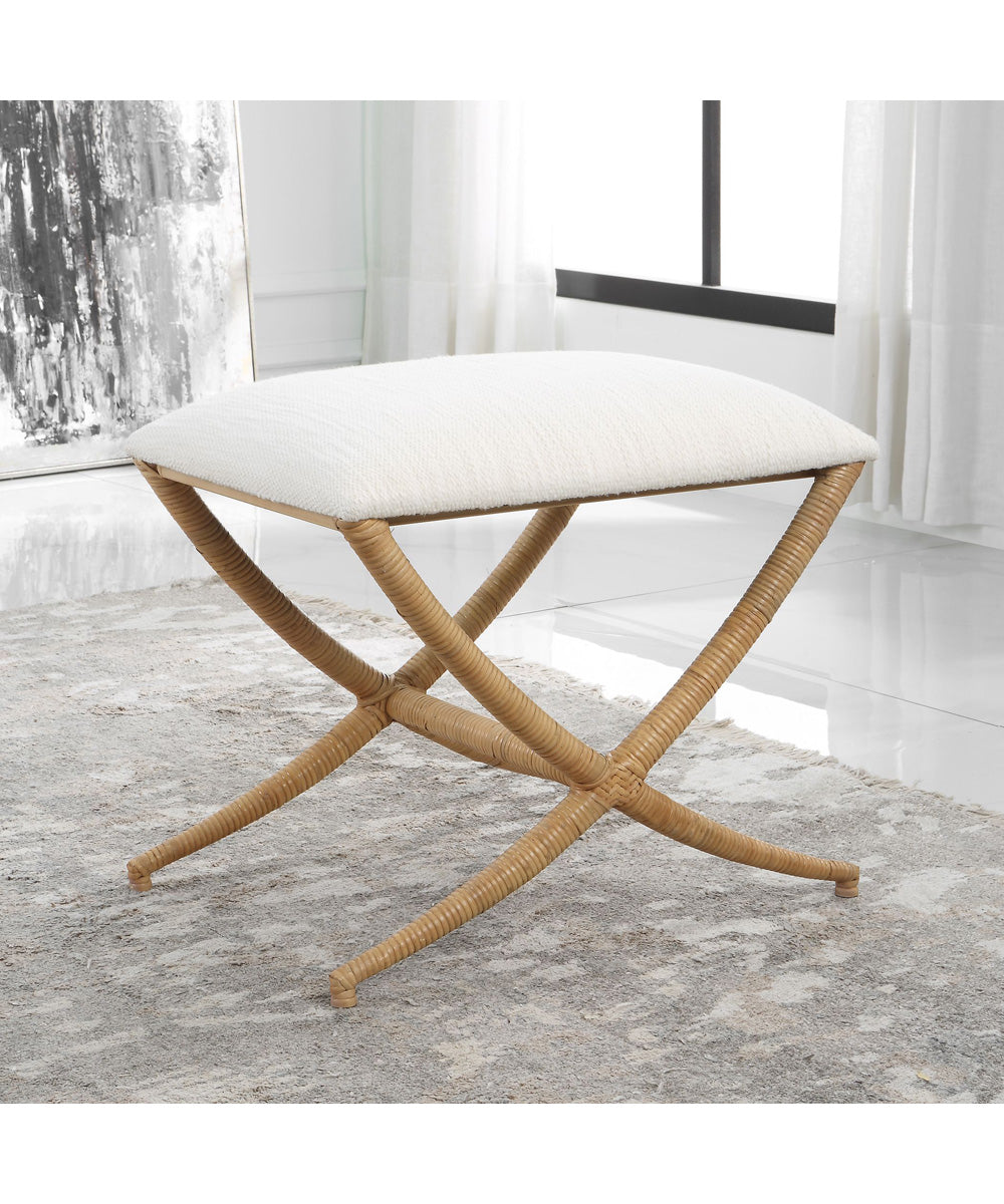 Expedition White Fabric Small Bench