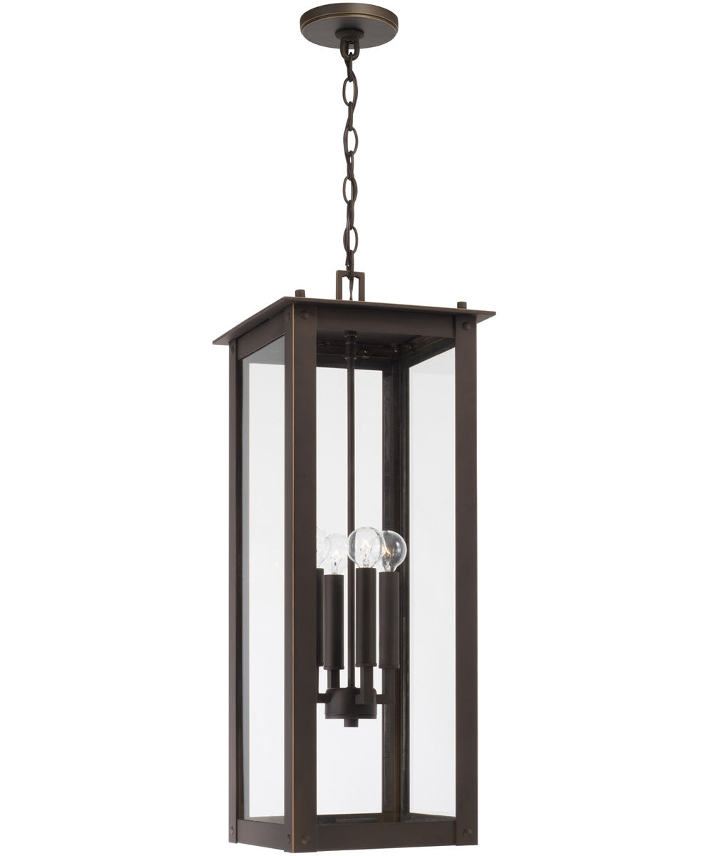 Hunt 4-Light Outdoor Hanging-Lantern Oiled Bronze