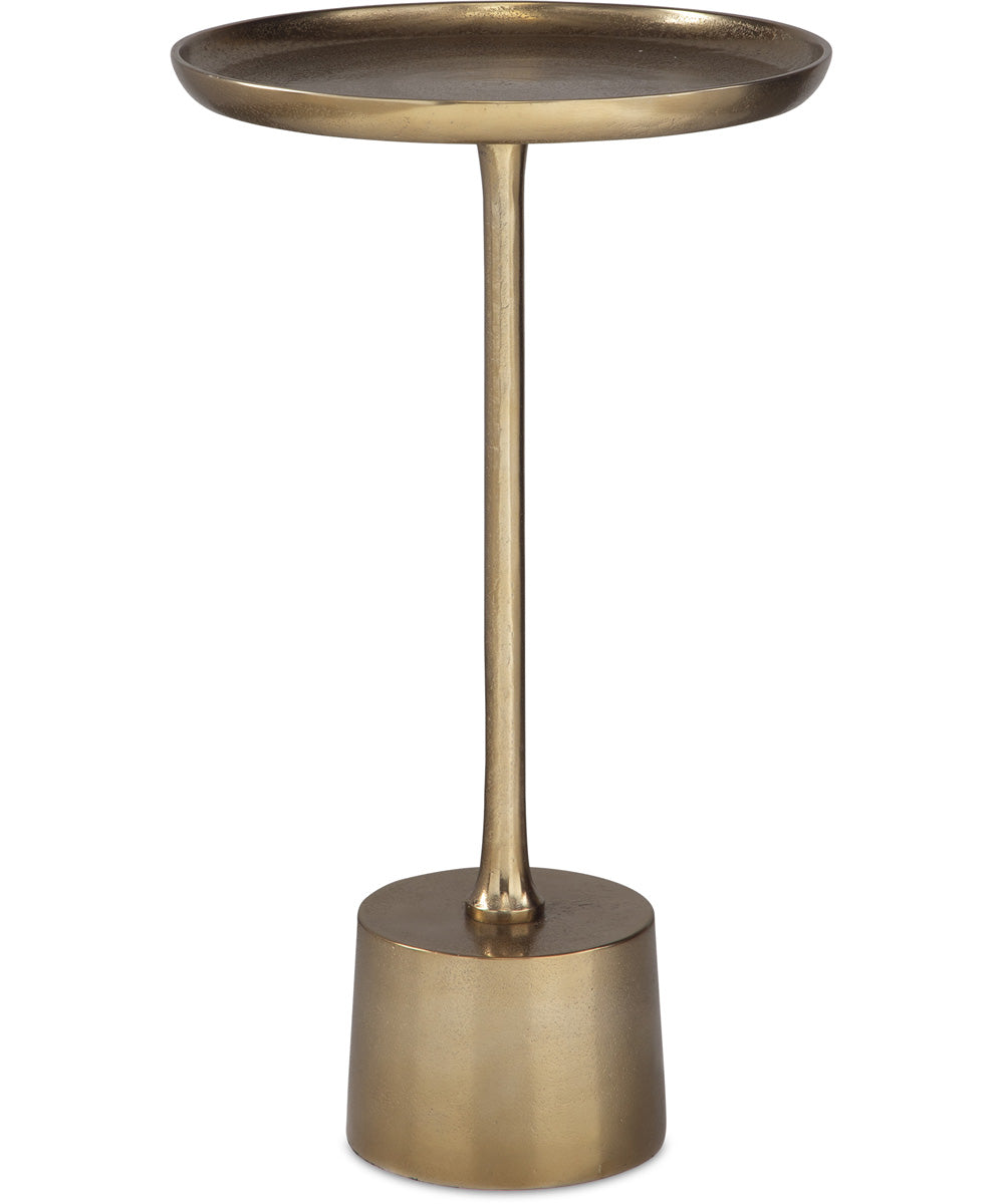 Round Accent Table in Raw Antiqued Brass