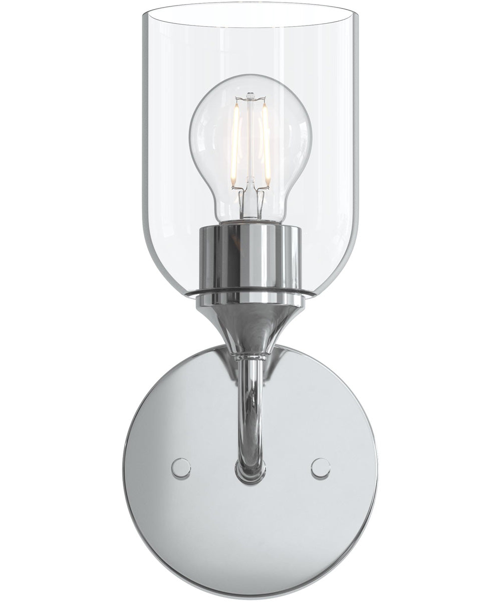 Ilia 1-Light Wall Sconce with Clear Glass Shade Polished Chrome