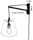 14"W MAST Plug-In Wall Mount Pendant 1 Light Black Cord/Arm White Shade