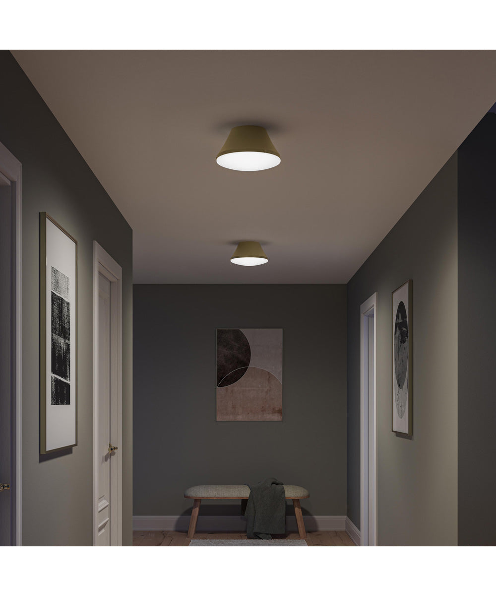 Avra Medium 2-Light Flush Mount with Etched White Glass Shade Brushed Gold