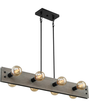 40"W Stella 8-Light Pendant Driftwood / Black Accents