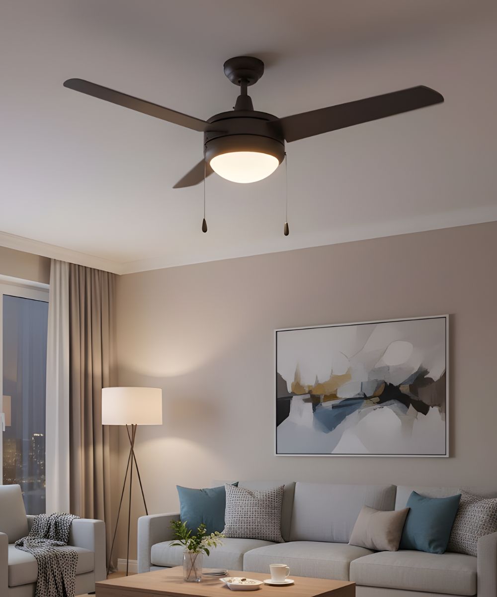 50" Contempo 3-Blade Ceiling Fan Oil Rubbed Bronze Finish with Integrated LED Light