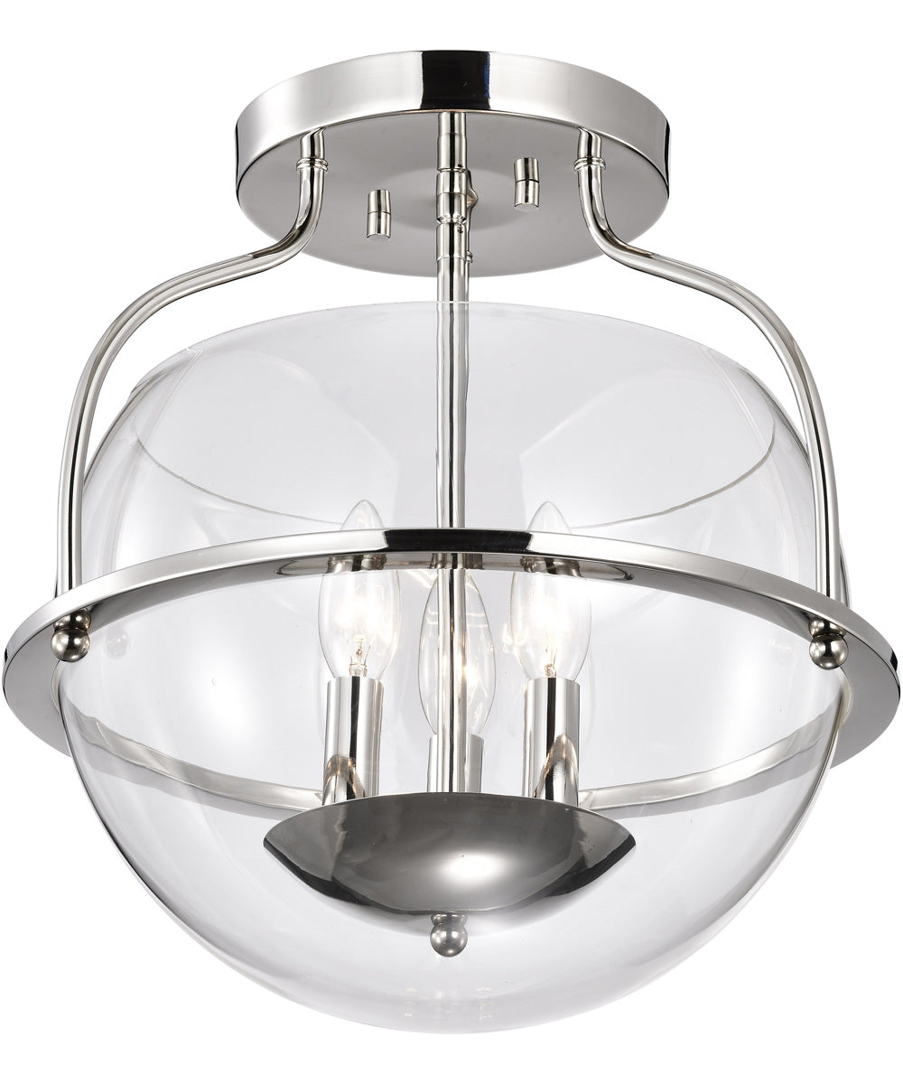 Amado 3-Light Close-to-Ceiling Polished Nickel