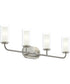 Mack 4-Light Vanity Light with Layered Glass Shades Brushed Nickel