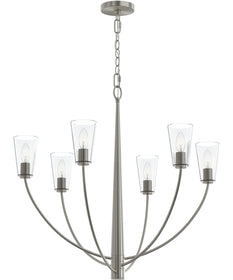 Jheni 6-Light Chandelier with Clear Glass Shades Brushed Nickel