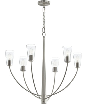 Jheni 6-Light Chandelier with Clear Glass Shades Brushed Nickel