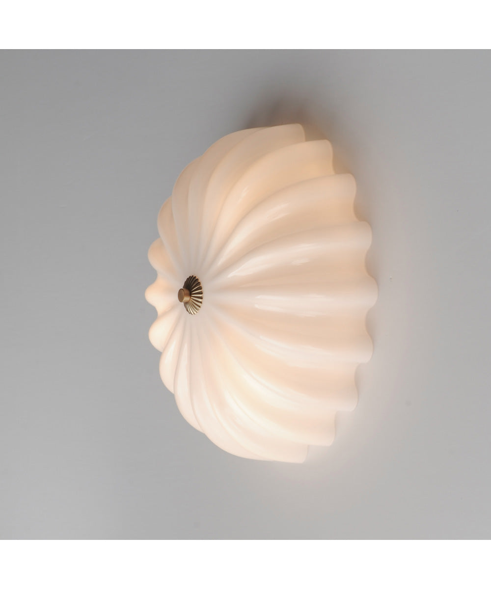 Bundt 15 inch Wall Sconce / Flush Mount White/Natural Aged Brass