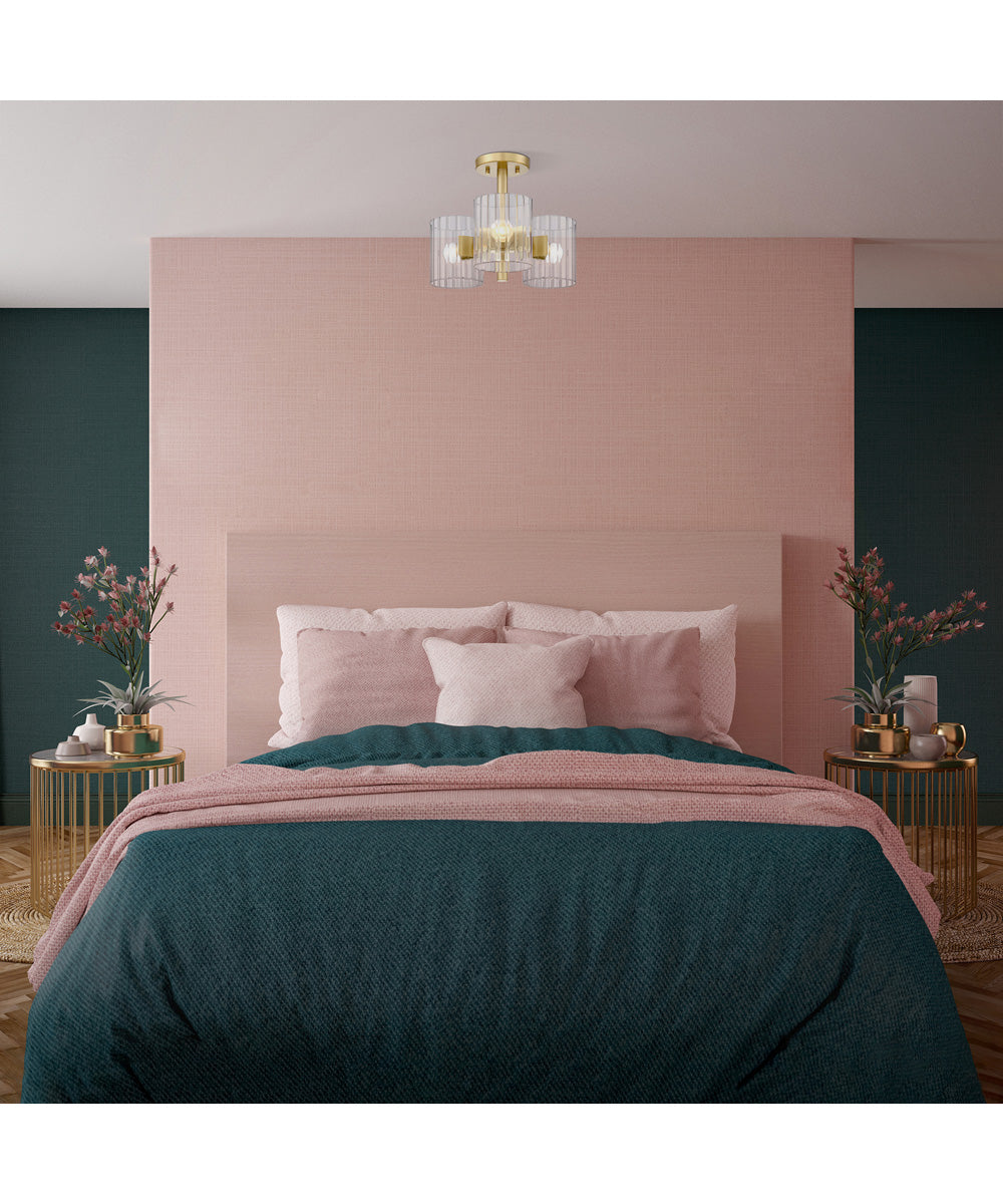 Aries 3 Light Semi Flush  Brushed Gold