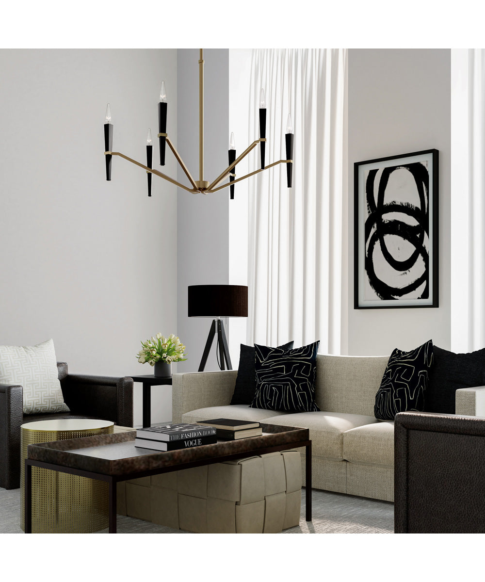 Enzo 6-Light Chandelier Aged Brass and Black