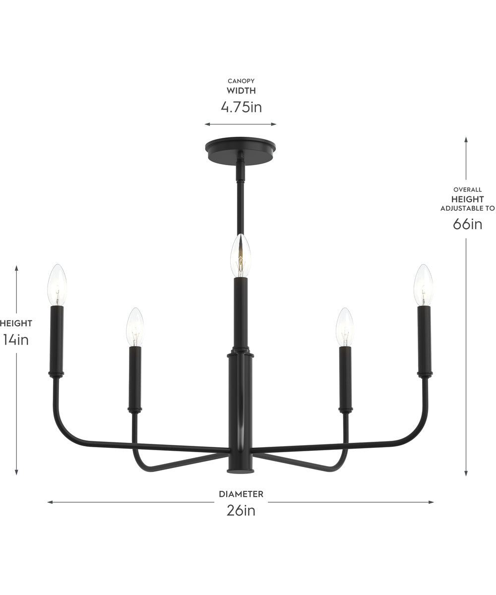 Reines 5-Light Medium Chandelier Matte Black
