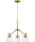 Vertex 3-Light Clear Glass Convertible Chandelier Brushed Gold
