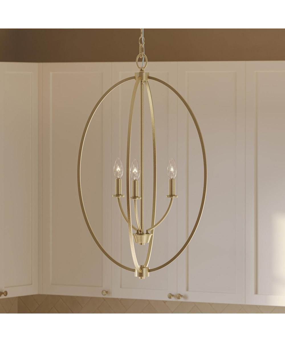 Jheni 3-Light Foyer Pendant Brushed Gold