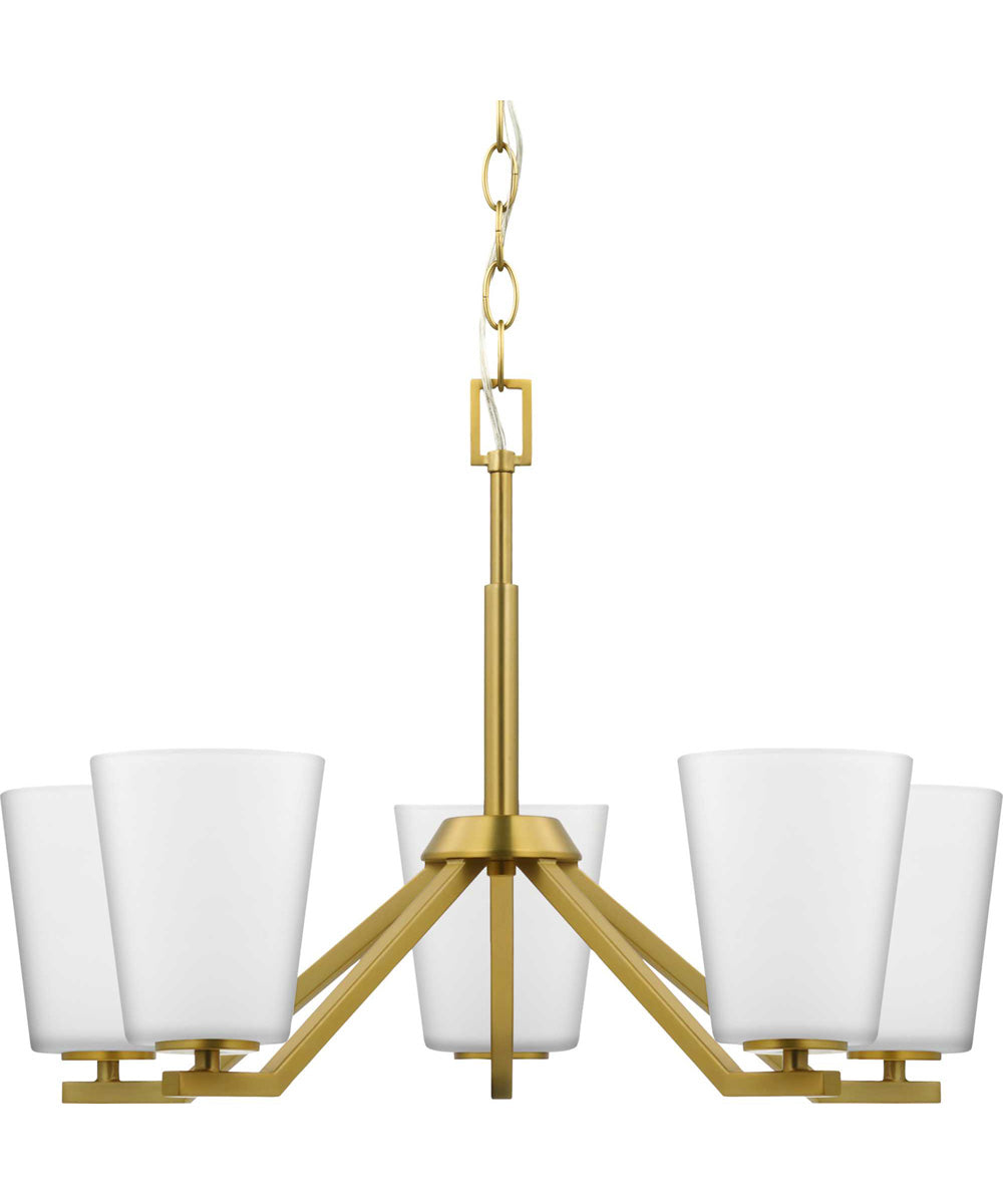 Vertex 5-Light Etched White Contemporary Chandelier Brushed Gold