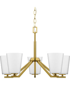 Vertex 5-Light Etched White Contemporary Chandelier Brushed Gold
