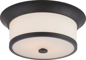 13"W Mobili 2-Light Close-to-Ceiling Aged Bronze
