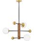 Auggie 3-Light Medium Adjustable Multi Tier Chandelier in Bright Brass