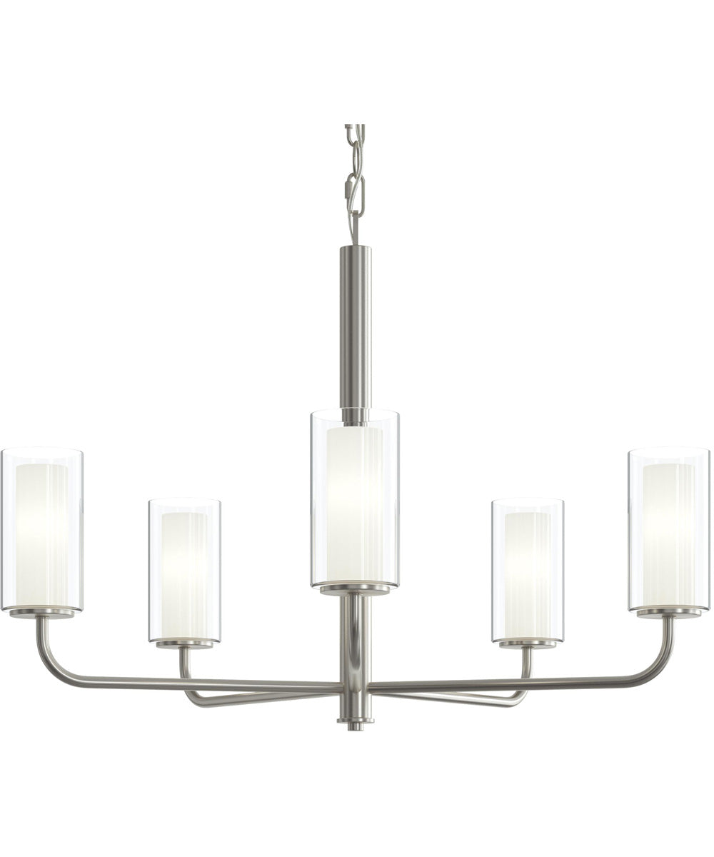 Mack 5-Light Chandelier with Layered Glass Shades Brushed Nickel