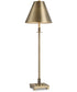 Metal Buffet Lamp in Antique Brass with Tapered Metal Shade