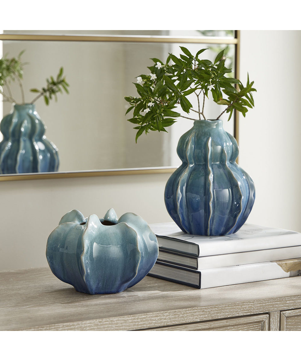 Ocean Wave Outdoor Glazed Vases Set of 2