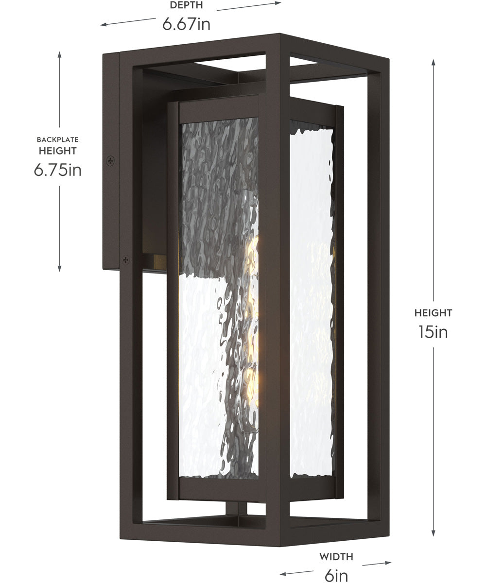 Shaw 15 inch 1 Light Outdoor Wall Light with Clear Glass Antique Bronze