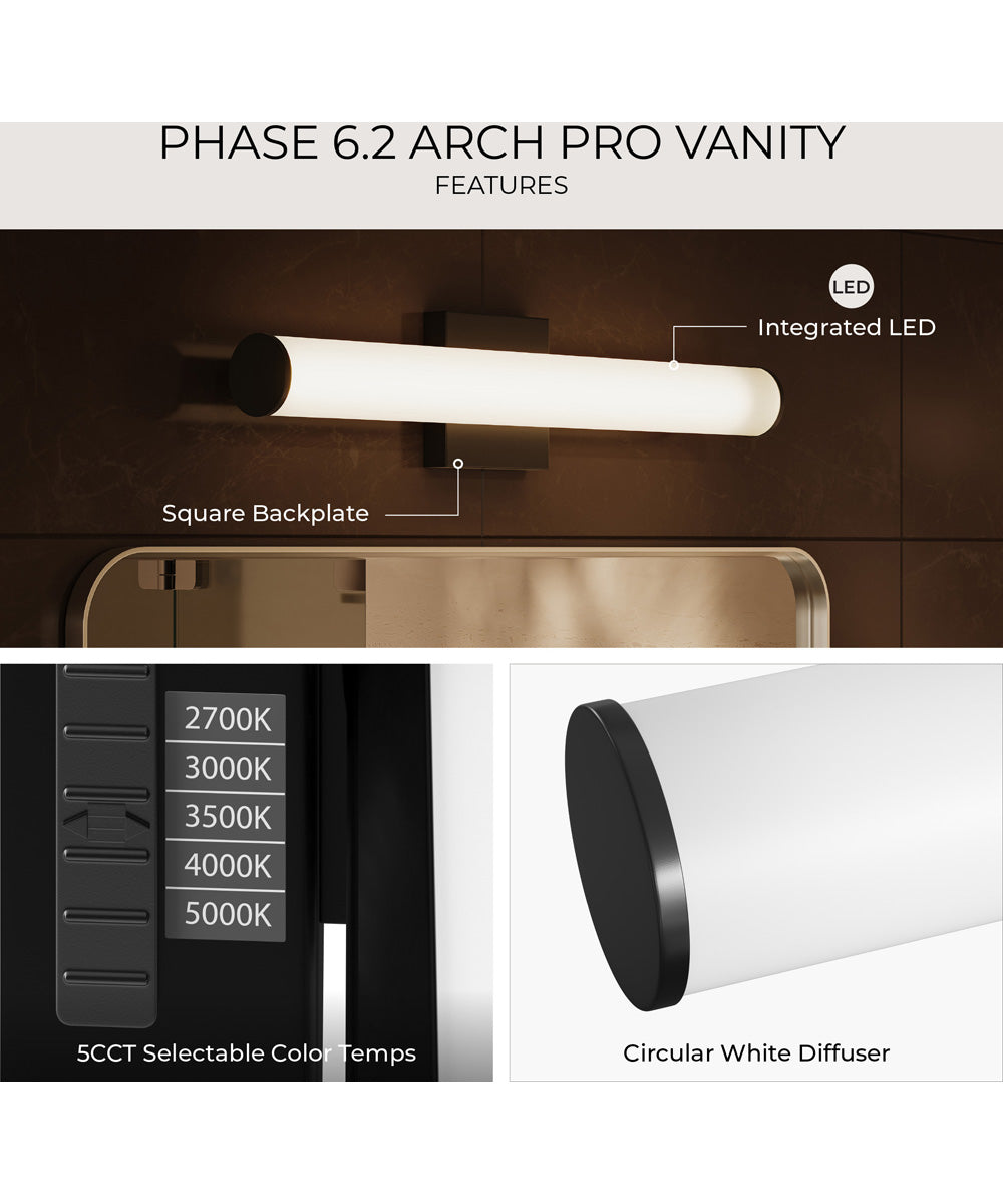 Phase 6.2 36 in. 5CCT Integrated LED Linear Vanity Light Black
