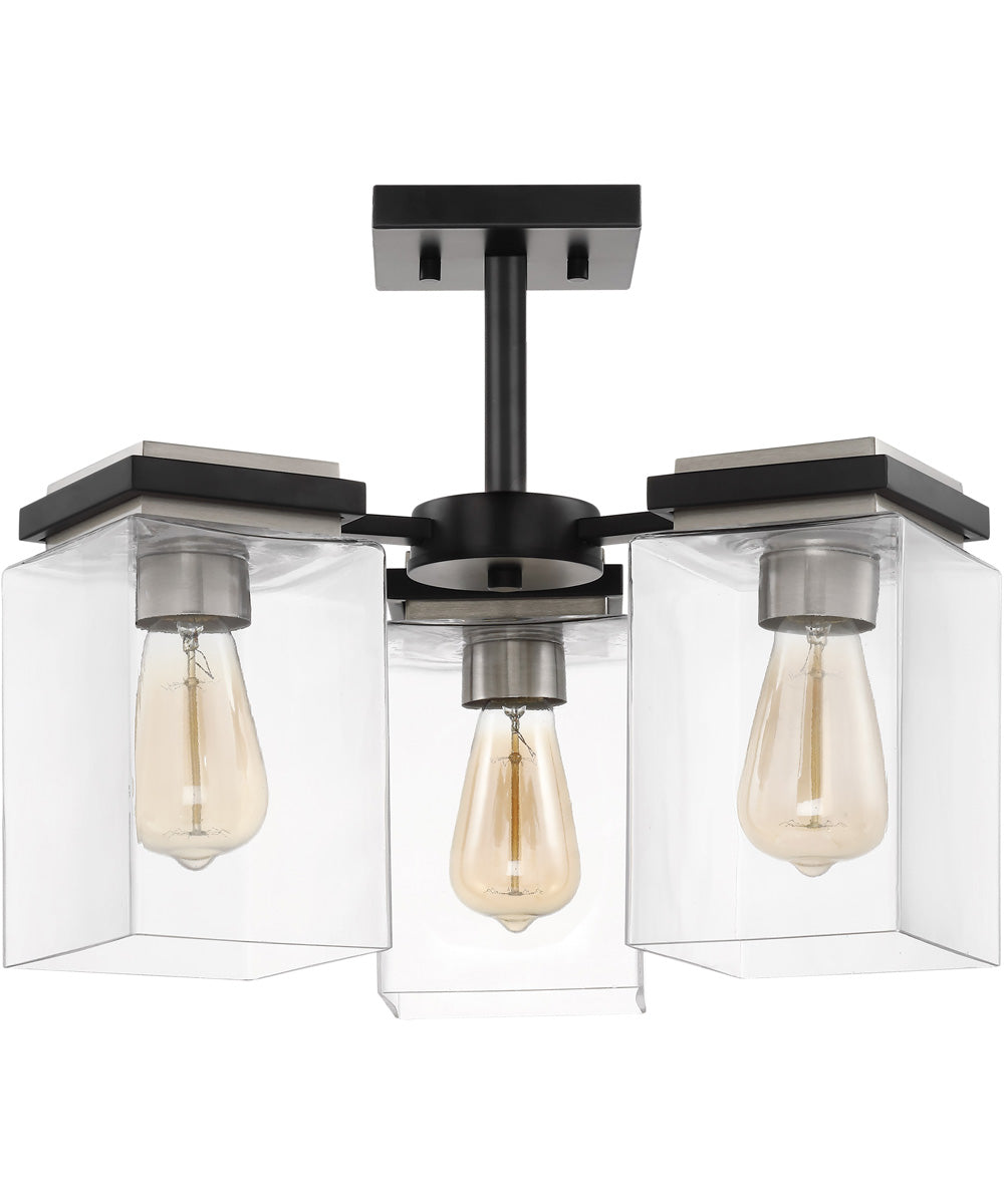 Crossroads 3-Light Close-to-Ceiling Matte Black