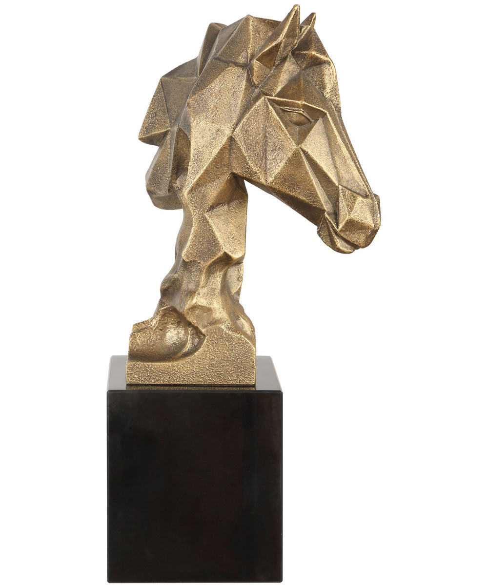 Chiseled Horse Bust Sculpture
