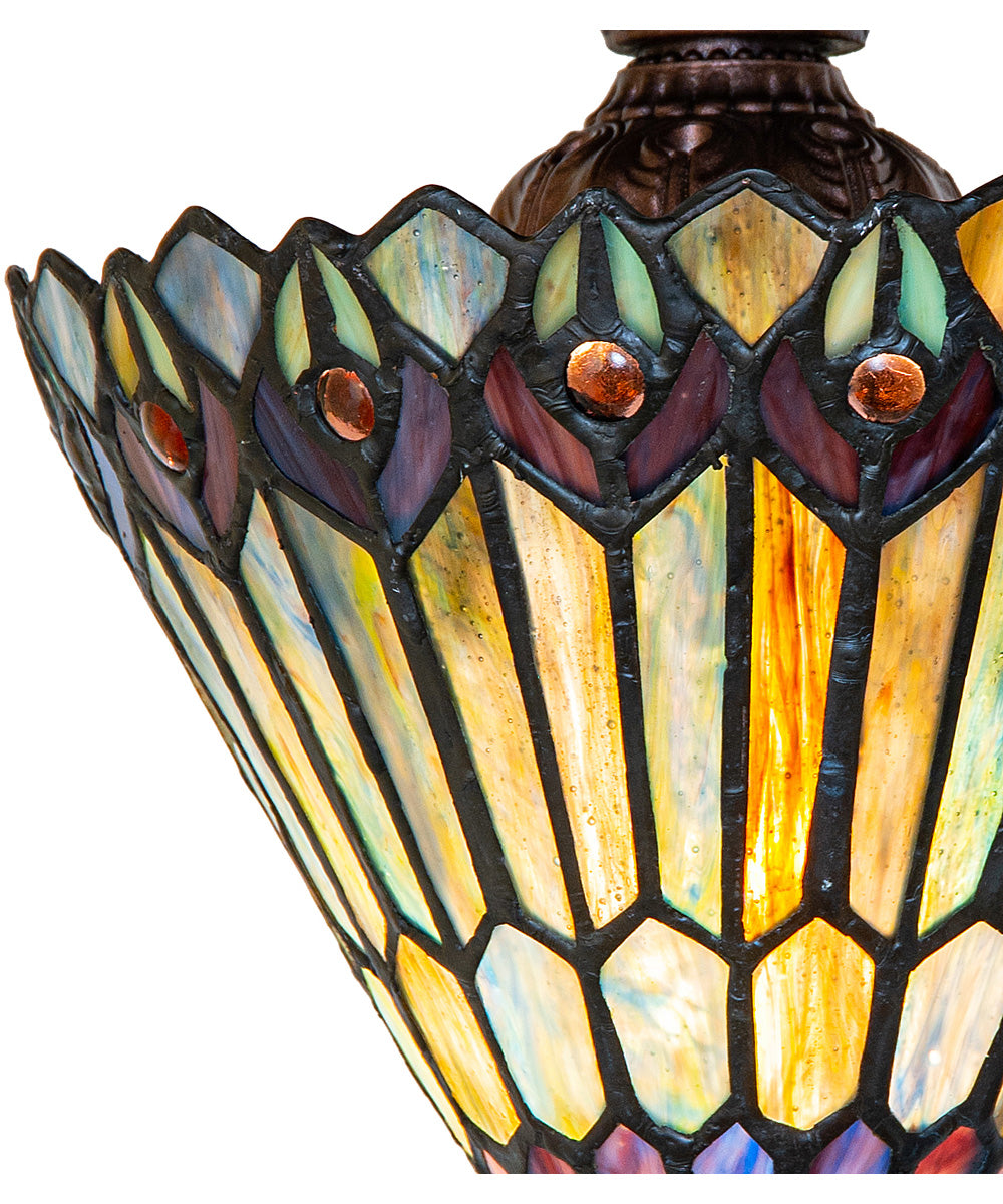 8" Wide Tiffany Jeweled Peacock Flush Mount