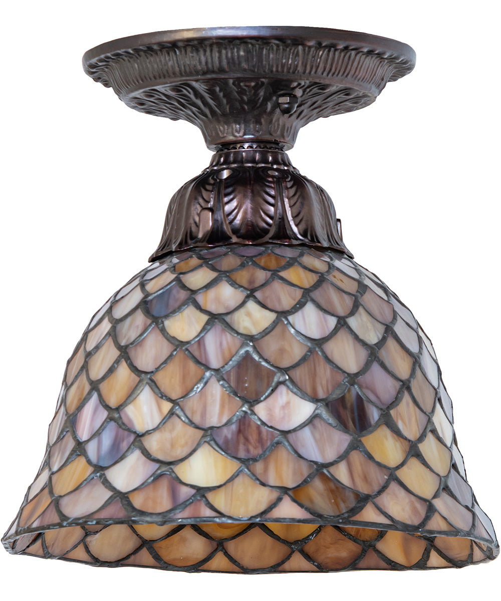 8" Wide Tiffany Fishscale Flushmount