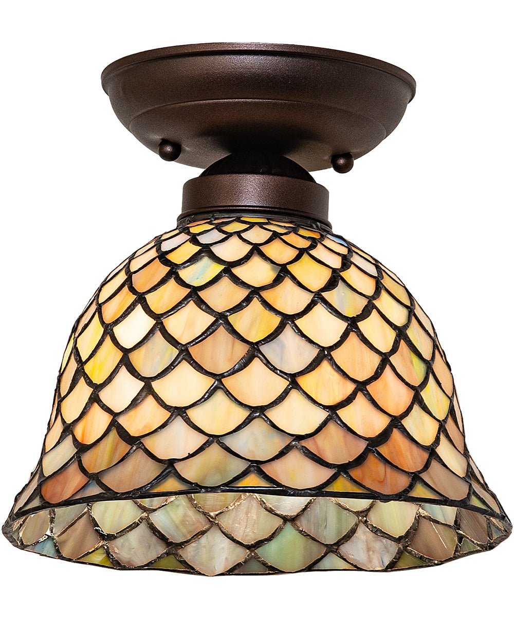 8" Wide Tiffany Fishscale Flushmount
