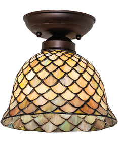 8" Wide Tiffany Fishscale Flushmount