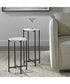 Set of 2 Tables with White Marble and Iron Black