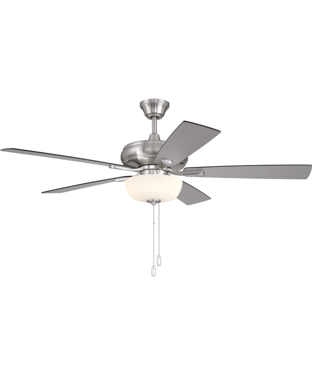 EOS 2 Light Frosted White Bowl 52" Ceiling Fan 2-Light Fan Brushed Polished Nickel