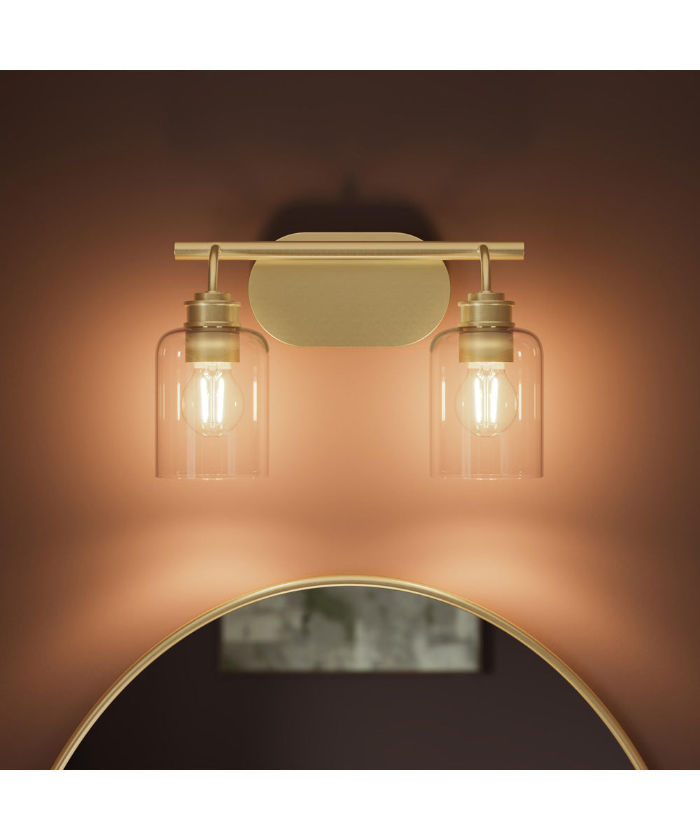 Reines 2-Light Bath Vanity with Clear Glass Shades Brushed Gold
