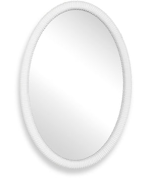 Bali White Ribbed Oval Mirror