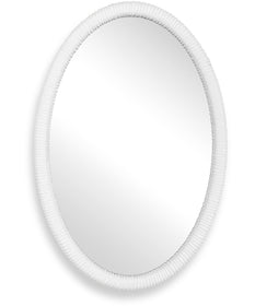 Bali White Ribbed Oval Mirror