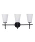 Catalina Pippa 24"W 3-Light Black Finish Vanity Light Fixture with Opal Glass Shades
