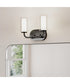 Mack 2-Light Vanity Light with Layered Glass Shades Matte Black