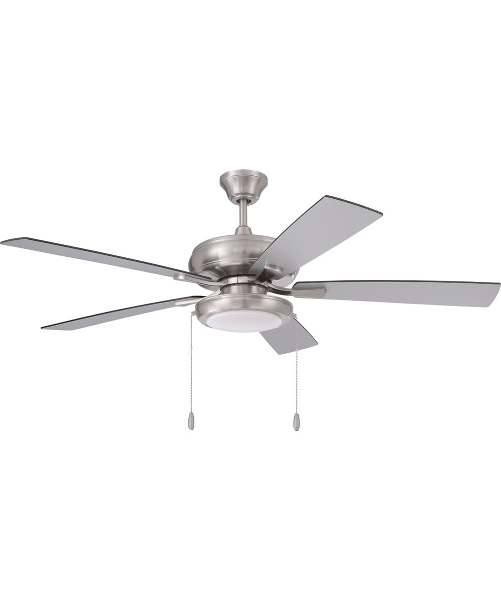 EOS Low Profile 1 bulb Frosted White 52" Ceiling Fan 1-Light Fan Brushed Polished Nickel