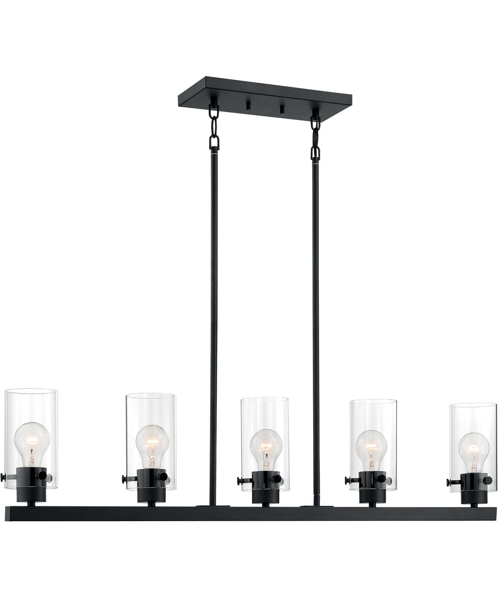 39"W Sommerset 5-Light Pendant Matte Black