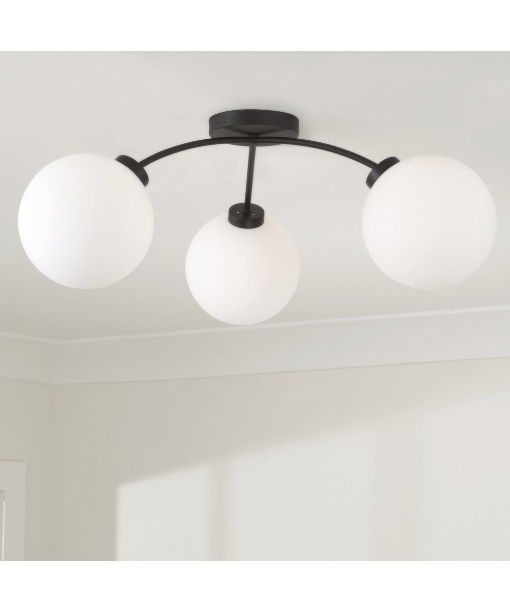 Amos 3-Light Semi-Flush Black Iron