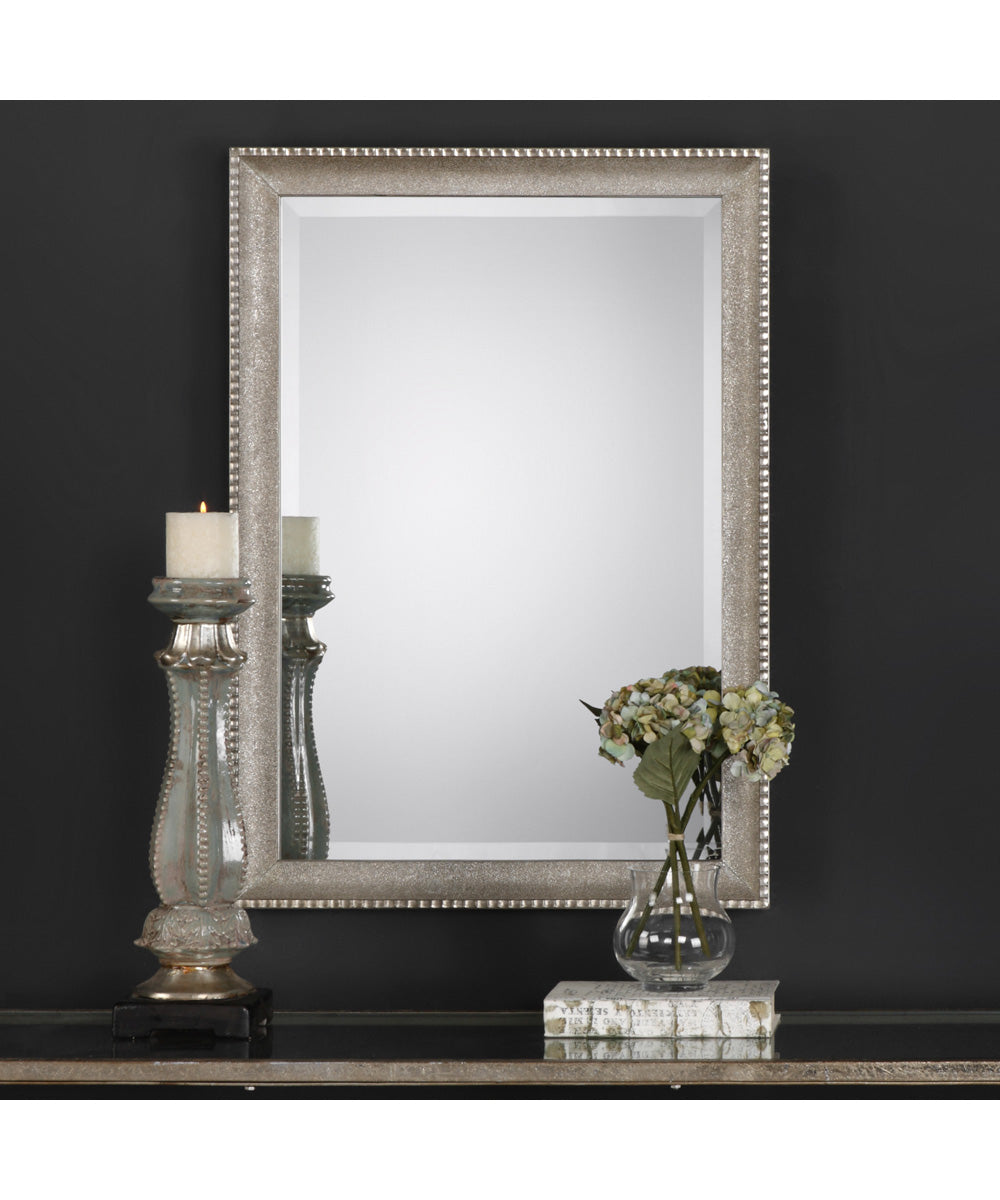 24x34" Wall Mirror with Textured Surface in Metallic Silver